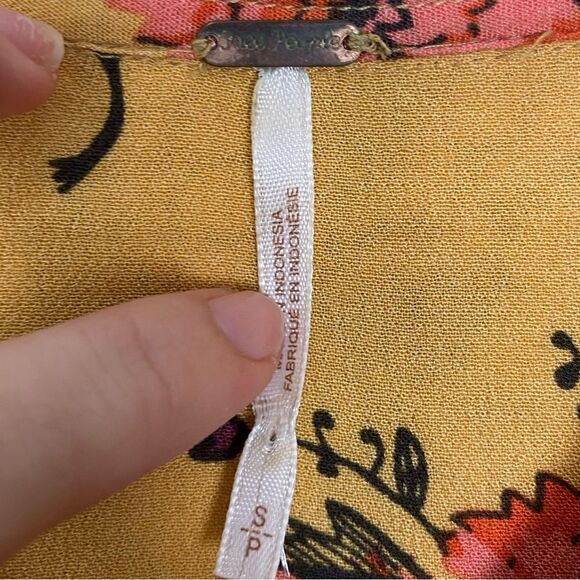 Free People | Marigold Yellow Floral Bell Sleeve Tunic Size Small - Picture 13 of 14